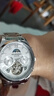 冠琴（GUANQIN）手表男機械表全自動(dòng)鏤空飛輪瑞士品質(zhì)防水夜光皮帶男士雙日歷手表 銀色白面【明星代言】 曬單實(shí)拍圖