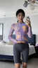 紐凱利（NUCKILY）騎行服背帶褲女春夏薄長(cháng)袖套裝透氣速干公路自行車(chē)水彩紫色上衣服 冰涼水彩紫色【單上衣】 L 【推薦體重55-60kg】 曬單實(shí)拍圖