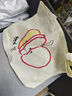 蘋(píng)果新款抽繩帆布包學(xué)生輕便通勤百搭單肩包小眾大容量簡(jiǎn)約托特包 白色蘋(píng)果片片單肩包 曬單實(shí)拍圖