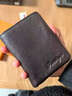 GIOIO日本進(jìn)口名牌錢(qián)包男士短款真皮駕駛證卡包一體錢(qián)夾男式皮夾子牛皮 咖啡色--植糅皮(防盜刷) 曬單實(shí)拍圖