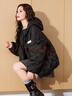 唐獅（TonLion）2025女連帽壓印羽絨服簡(jiǎn)約百搭 黑色 L 曬單實(shí)拍圖
