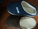 樸西冬季燈芯絨男士室內棉拖鞋保暖加絨厚底情侶居家 藏青色 44-45 曬單實(shí)拍圖