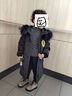 迪士尼（Disney）品牌男童羽絨服冬裝兒童中長款洋氣毛領(lǐng)服棉衣中大童過膝外套棉襖 M49-G-黑色 140cm(建議身高120-130) 曬單實(shí)拍圖
