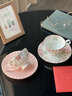 物?。╓OOCH）甜蜜結婚禮物咖啡杯碟盒套裝下午茶具喬遷暖房生日結婚伴手送新娘 甜蜜杯碟對杯-粉黛+水彩+紅禮盒 曬單實(shí)拍圖
