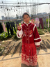 十月媽咪過(guò)年拜年服女童兒童漢服冬裝女寶加厚連衣裙明制套裝 中國紅 160 曬單實(shí)拍圖