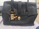 裘真手提公文包女士復古大容量通勤頭層植鞣牛皮包包植鞣牛皮 黑色-大號 曬單實(shí)拍圖