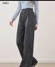 百圖（betu）女裝2025年秋季新款休閑闊腿褲高級感潮流寬松顯瘦褲子女2509T84 深灰 L 曬單實(shí)拍圖