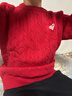 左西男童紅色毛衣兒童加厚針織衫2025新款男孩新年服冬裝 紅色 160 曬單實(shí)拍圖