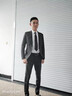 休閑西服套裝男士修身商務(wù)職業(yè)正裝韓版伴郎禮服新郎主持西裝外套 兩扣黑色【西服+襯衫】送領(lǐng)帶 XL （120~135斤） 曬單實(shí)拍圖