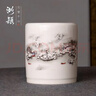 湖穎萬(wàn)雪千山筆筒 瓷器筆筒白瓷仿古山水辦公室書(shū)房桌面陶瓷筆筒創(chuàng  )意時(shí)尚禮品毛筆筆筒 曬單實(shí)拍圖