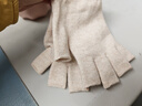 恒源祥冬季半指手套女秋冬季純羊絨分指露指男手套學(xué)生針織保暖可愛(ài)韓版 米夾花 均碼 曬單實(shí)拍圖