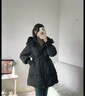 鴨鴨（YAYA）羽絨服女中長(cháng)款2025年冬季新款時(shí)尚甜美百搭連帽保暖外套HY 黑色-YE3B615643J L (165) 曬單實(shí)拍圖