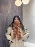 CHANEELR & KARITH圍巾女2025新款冬季千鳥(niǎo)格百搭女加厚保暖圍脖生日新年禮物送女友 紅色 曬單實(shí)拍圖