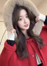 YRTD雙面羊絨大衣女紅色秋冬2025新大毛領(lǐng)連帽中長(cháng)款外套 紅色 S (105-115斤) 曬單實(shí)拍圖