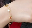 周大金 CHOW TAI KING黃金999足金四葉草手鏈女生輕奢孔雀石手飾情人節生日禮物送女友 黃金999足金四葉草手鏈（附加倉次日達） 曬單實(shí)拍圖