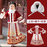 玫初莎馬面裙女童拜年服秋冬款兒童古裝漢服冬季女孩中國風(fēng)加絨加厚唐裝 香檳色+毛領(lǐng) 160 【建議身高155cm左右】 曬單實(shí)拍圖