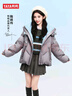 鴨鴨（YAYA）鞠婧祎同款羽絨服女短款2025秋冬新款韓版時(shí)尚加厚保暖顯瘦外套XH 灰色 S （155） 曬單實(shí)拍圖