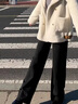 SIINSIIN【楊冪同款】加絨直筒褲女秋冬新款休閑褲黑色闊腿褲子顯瘦瑜伽褲 【加厚絨】常規-顯瘦黑 （拍2贈潮襪*1保暖套裝*1包*1） L 【121-135斤】 曬單實(shí)拍圖