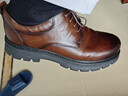 駱駝牌 休閑通勤皮鞋牛皮褶皺復古正裝男士婚鞋 P14A201635 棕色 42 曬單實(shí)拍圖