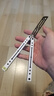 小刀yy鋼鸚鵡螺 夜光款蝴蝶刀【桔梗balisong】不銹鋼內襯安全未開(kāi)刃 白黑黑刃【夜光款】 曬單實(shí)拍圖