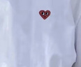 查爾斯桃心【王楚然同款】短袖T恤男女同款小愛(ài)心刺繡純色打底衫 本白 L 曬單實(shí)拍圖