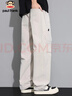 大嘴猴（paul frank）褲子男士春季潮牌休閑褲男寬松直筒工裝褲男褲長(cháng)褲子 淺灰色 2XL 曬單實(shí)拍圖