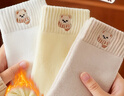 貓人【100%純棉】刺繡小熊襪子女秋冬毛圈加絨加厚睡眠居家中筒月子襪 曬單實(shí)拍圖