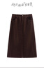 茵曼通勤復古燈芯絨開(kāi)叉裙女2025秋冬款高腰氣質(zhì)半身裙子咖棕色XL 曬單實(shí)拍圖