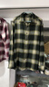 優(yōu)衣庫男女裝法蘭絨格子襯衫/長(cháng)袖襯衣休閑百搭470188 470188/53草綠色 XL 曬單實(shí)拍圖