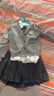G.duck女童秋冬學(xué)院風(fēng)jk制服套裝小童套裙春秋款兒童裙子小女孩外出衣服 深灰色 毛衣+襯衫+短裙三件套 140cm 曬單實(shí)拍圖