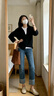 鹿依檸休閑褲女裝套裝2026春秋新款韓版時(shí)尚百搭通勤風(fēng)小個(gè)子顯瘦牛仔褲 藏青上衣+內搭+牛仔褲子 M 曬單實(shí)拍圖