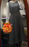 香影灰色小香風(fēng)收腰連衣裙女2026春裝新款重工釘珠假兩件長(cháng)袖裙子 中灰 S 155/80A/85-95斤 曬單實(shí)拍圖