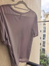 金三塔T恤女春夏真絲桑蠶絲印花涼感短袖上衣 櫻花紫 XL 曬單實(shí)拍圖