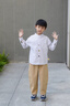 WALNUT DUCK小黃鴨春季長(cháng)袖襯衫春新款男孩條紋襯衣寶寶童裝上衣+褲子兩件套 曬單實(shí)拍圖