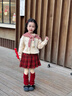 moonkids童裝女童紅色裙子秋冬款新年戰袍半身裙兒童加厚百褶短裙 4539紅格子半身裙 110 cm 曬單實(shí)拍圖