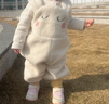 迷你巴拉男女童秋冬新款可愛(ài)護肚寶寶加絨背帶褲子 奶白10504 90 cm 曬單實(shí)拍圖