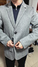羅蒙（ROMON）雙面尼羊毛休閑西裝男士高端毛呢西服無(wú)羊絨大衣秋冬修身短款外套 灰色 2XL 建議135-150斤 曬單實(shí)拍圖
