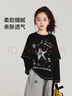 布丁哈魯【假兩件】中大童長(cháng)袖套頭上衣女童春季新品卡通兒童純棉長(cháng)袖t恤 曬單實(shí)拍圖