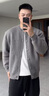 牧唯高級慵懶感針織開(kāi)衫毛衣男士秋季新款輕奢品質(zhì)寬松休閑潮上衣外套 灰色 XL [建議140-160斤] 曬單實(shí)拍圖