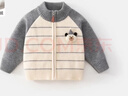 班喜迪男童毛衣冬裝2026新款帥氣男寶寶加絨針織衫冬季兒童紅色開(kāi)衫外套 米色 100 曬單實(shí)拍圖