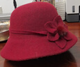 新款秋冬季羊毛呢漁夫帽女保暖時(shí)尚氣質(zhì)盆帽優(yōu)雅中老年媽媽帽子潮 酒紅 均碼 曬單實(shí)拍圖