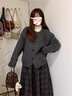 唐菓蜜連衣裙女秋冬季2025新款韓系時(shí)尚百搭減齡復古學(xué)院風(fēng)顯瘦套裝裙子 灰色毛衣+格紋裙子 M 曬單實(shí)拍圖
