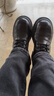 天美意馬丁靴加絨商場(chǎng)同款粗跟擦色英倫短靴時(shí)尚女靴新款 黑色（絨里） 38 曬單實(shí)拍圖