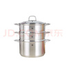 雙立人（ZWILLING）雙層蒸鍋不銹鋼湯鍋蒸籠24cm大容量煲湯蒸饅頭電磁爐燃氣灶通用 湯鍋+2個(gè)蒸籠 3件套 24cm 曬單實(shí)拍圖