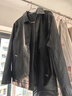 皮爾卡丹男士純山羊皮真皮皮衣男休閑皮夾克潮韓版修身翻領(lǐng)加絨加厚外套 - 黑色 （?。?4XL 170-190斤 曬單實(shí)拍圖