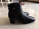 愛(ài)步（ECCO）職場(chǎng)優(yōu)雅高端小羊皮方頭高跟時(shí)裝女靴 型塑290983 黑色38 曬單實(shí)拍圖