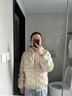 雪中飛羽絨服女短款2025冬季韓版修身百搭輕薄90絨連帽外套奶油淺米XL 曬單實(shí)拍圖