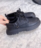 公牛世家男鞋秋冬款復古休閑皮鞋英倫風(fēng)工裝鞋厚底耐磨低幫馬丁靴男 曬單實(shí)拍圖