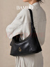 半坡飾族（bampo）金元包大號 頭層牛皮hobo包單肩包秋冬新款斜挎腋下包女520禮物 墨碳黑930 曬單實(shí)拍圖