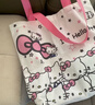 可愛(ài)kitty收納袋托特時(shí)尚卡通包女可愛(ài)手提百搭帆布包單肩通勤 飄帶kt貓帆布包【33*34cm】敞口 曬單實(shí)拍圖